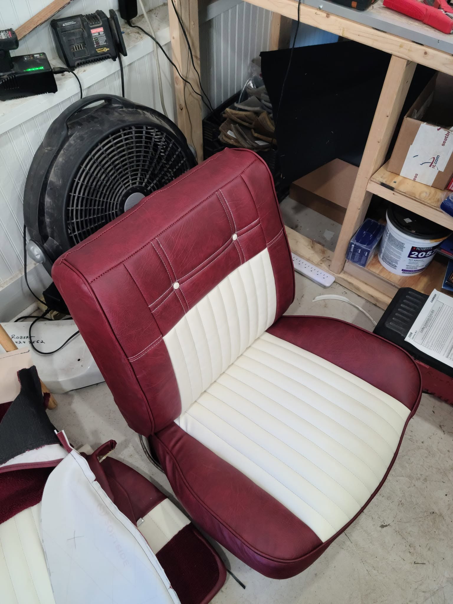 Red and white boat bucket seating